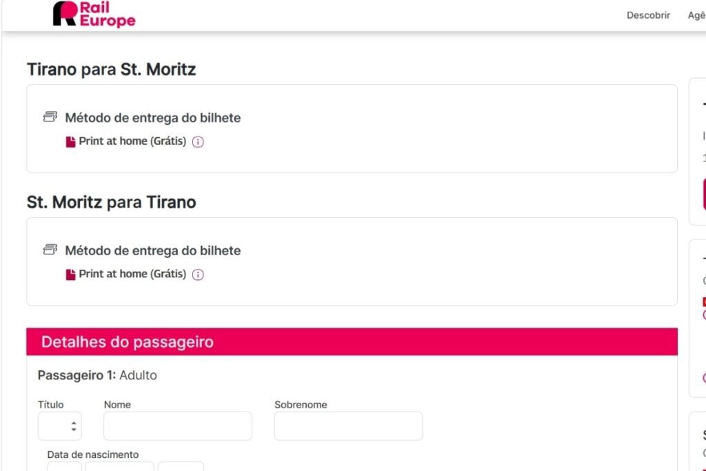 Confirme a seleção e preencha os dados dos passageiros